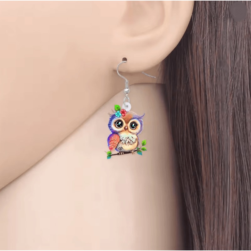 OwlCharm Big Eyes Dangle Earrings 2