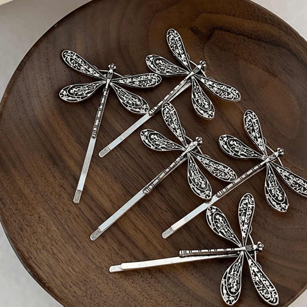 Vintage Dragonfly Metal Hair Clips Set 0