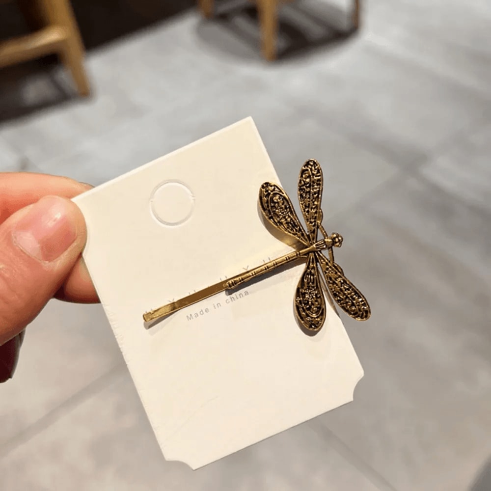Vintage Dragonfly Metal Hair Clips Set 3