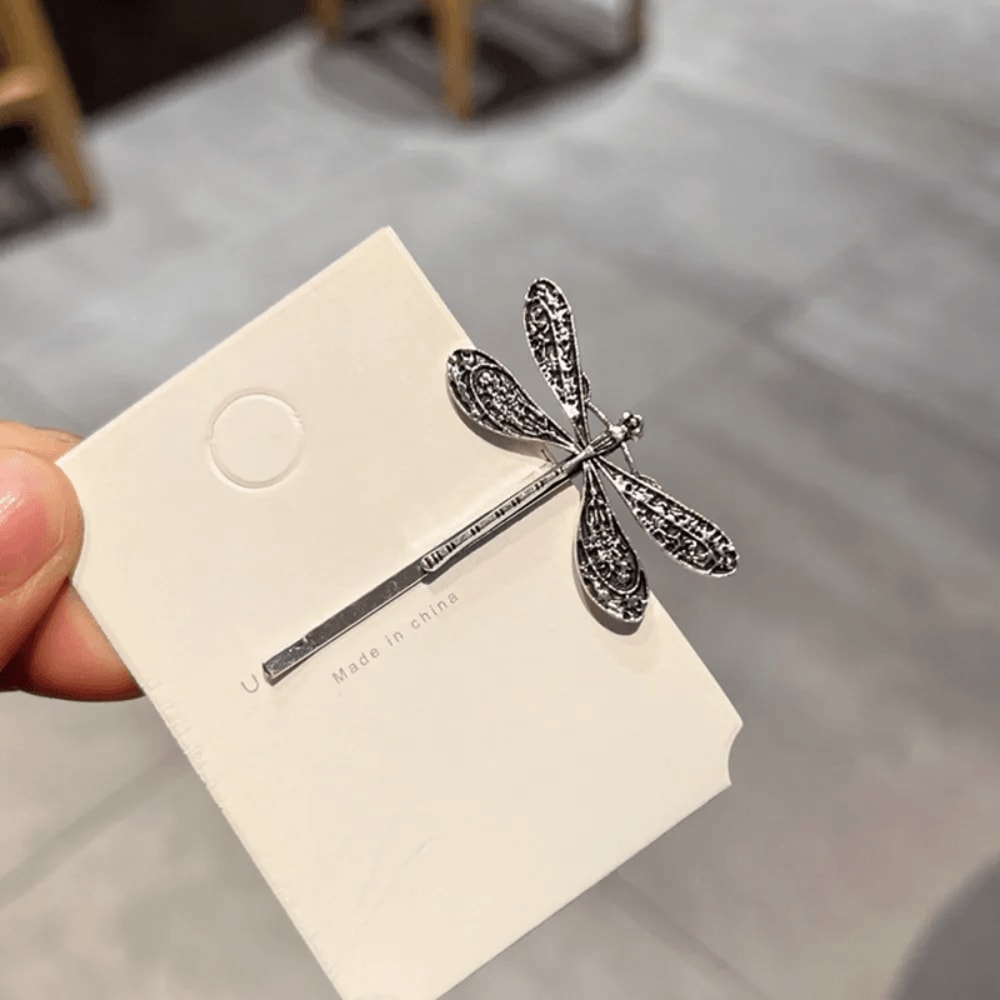 Vintage Dragonfly Metal Hair Clips Set 4