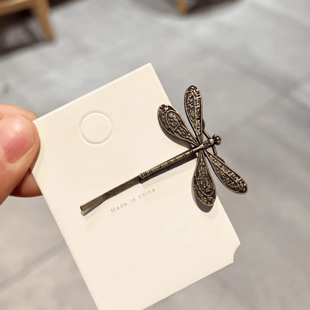 Vintage Dragonfly Metal Hair Clips Set 5