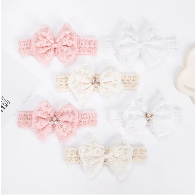 Lace Pearl Baby Headband 2