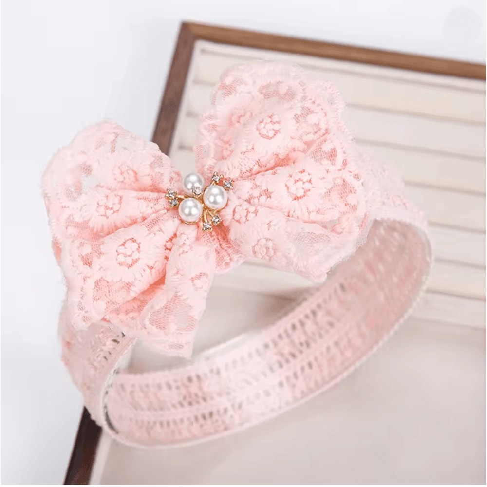 Lace Pearl Baby Headband 4