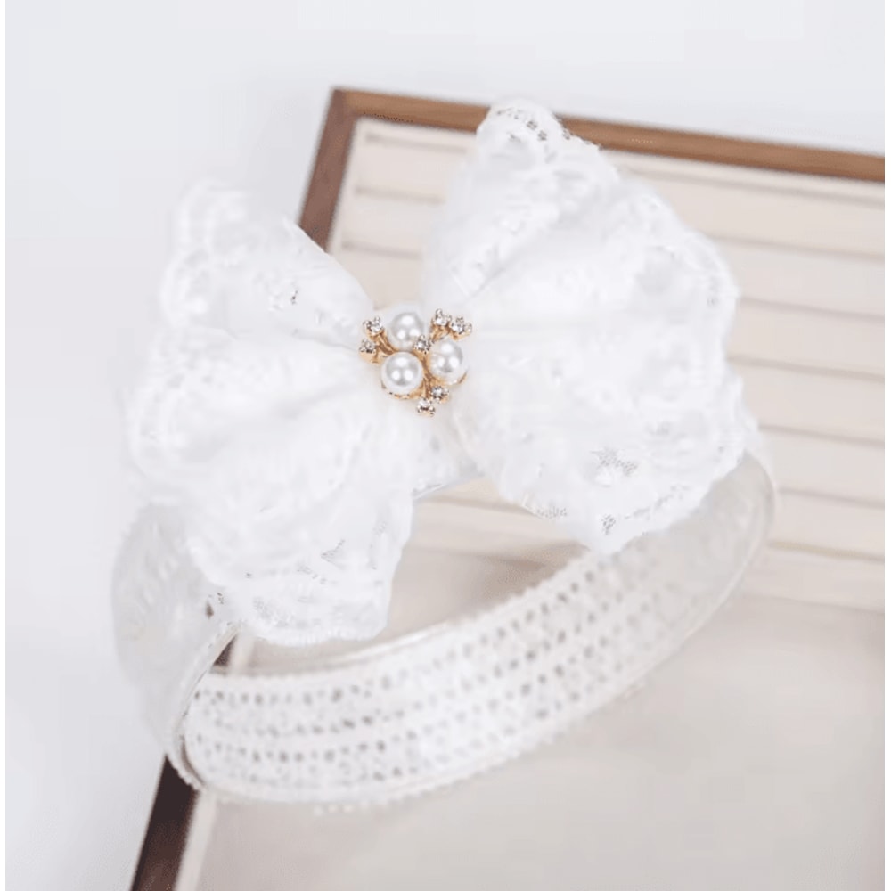 Lace Pearl Baby Headband 6