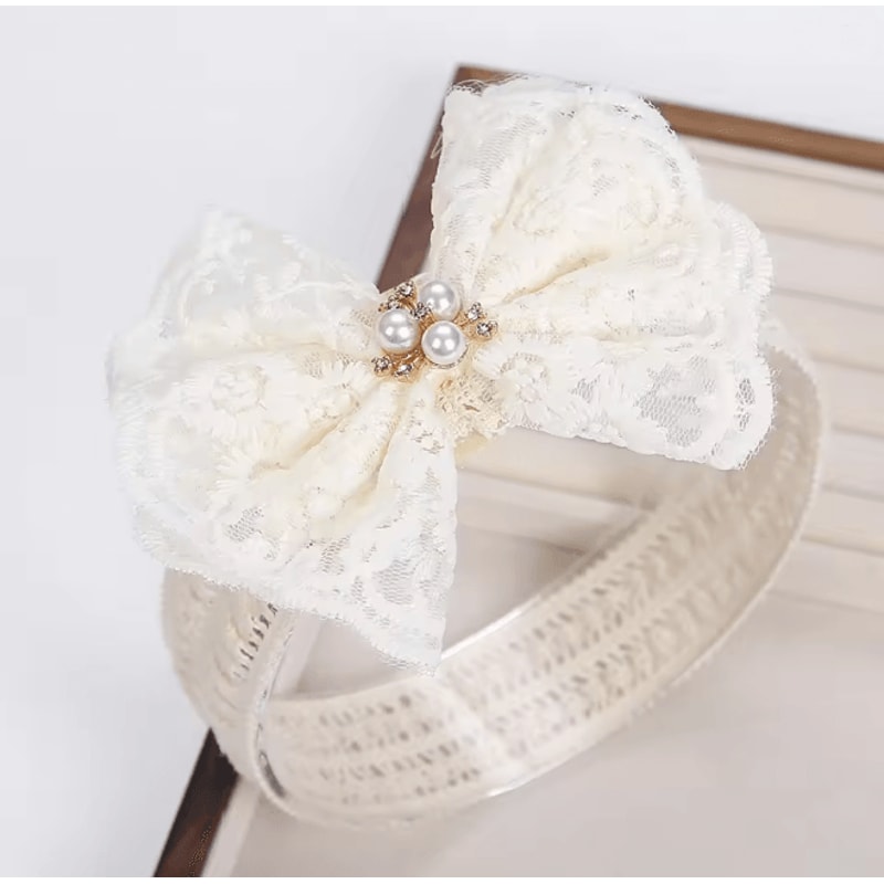 Lace Pearl Baby Headband 8