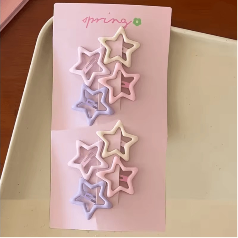 Frosted Star Mini Hair Clips Set 4