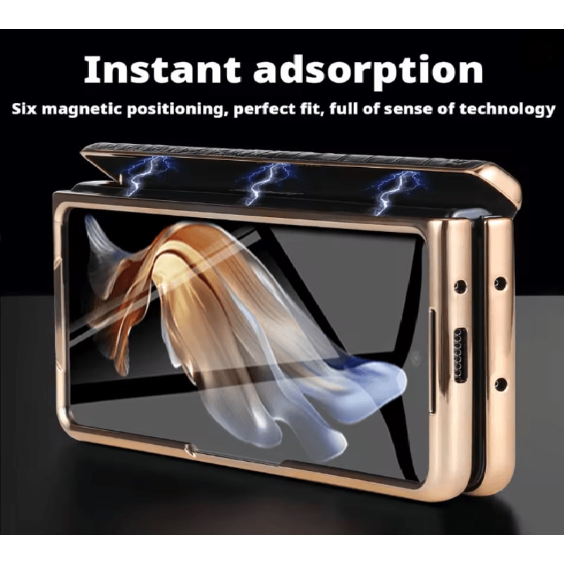 Genuine Leather Magnetic Protective Case For Samsung Z Fold Series 0