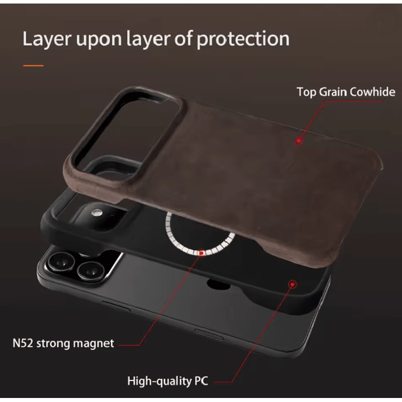 Genuine Leather Magnetic Case For IPhone 17 And 16 Series 3