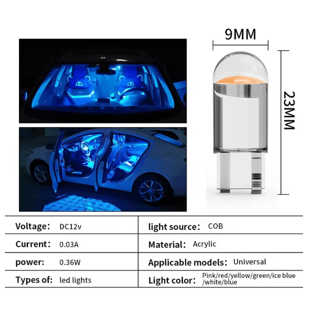 BrightCore T10 LED Car Interior Bulbs W5W Upgrade Light Set 4