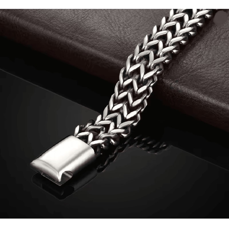 SteelWave Braided Magnetic Bracelet Stainless Steel Fish Scale Design 1