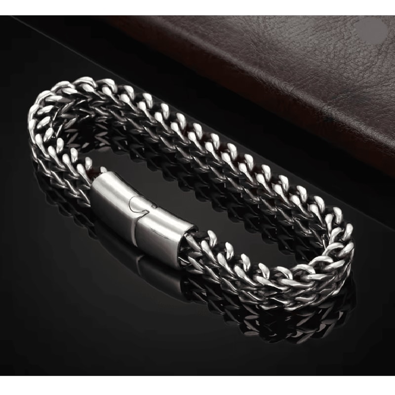 SteelWave Braided Magnetic Bracelet Stainless Steel Fish Scale Design 2