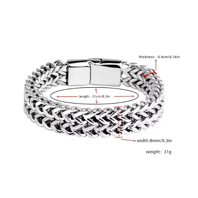 SteelWave Braided Magnetic Bracelet Stainless Steel Fish Scale Design 3