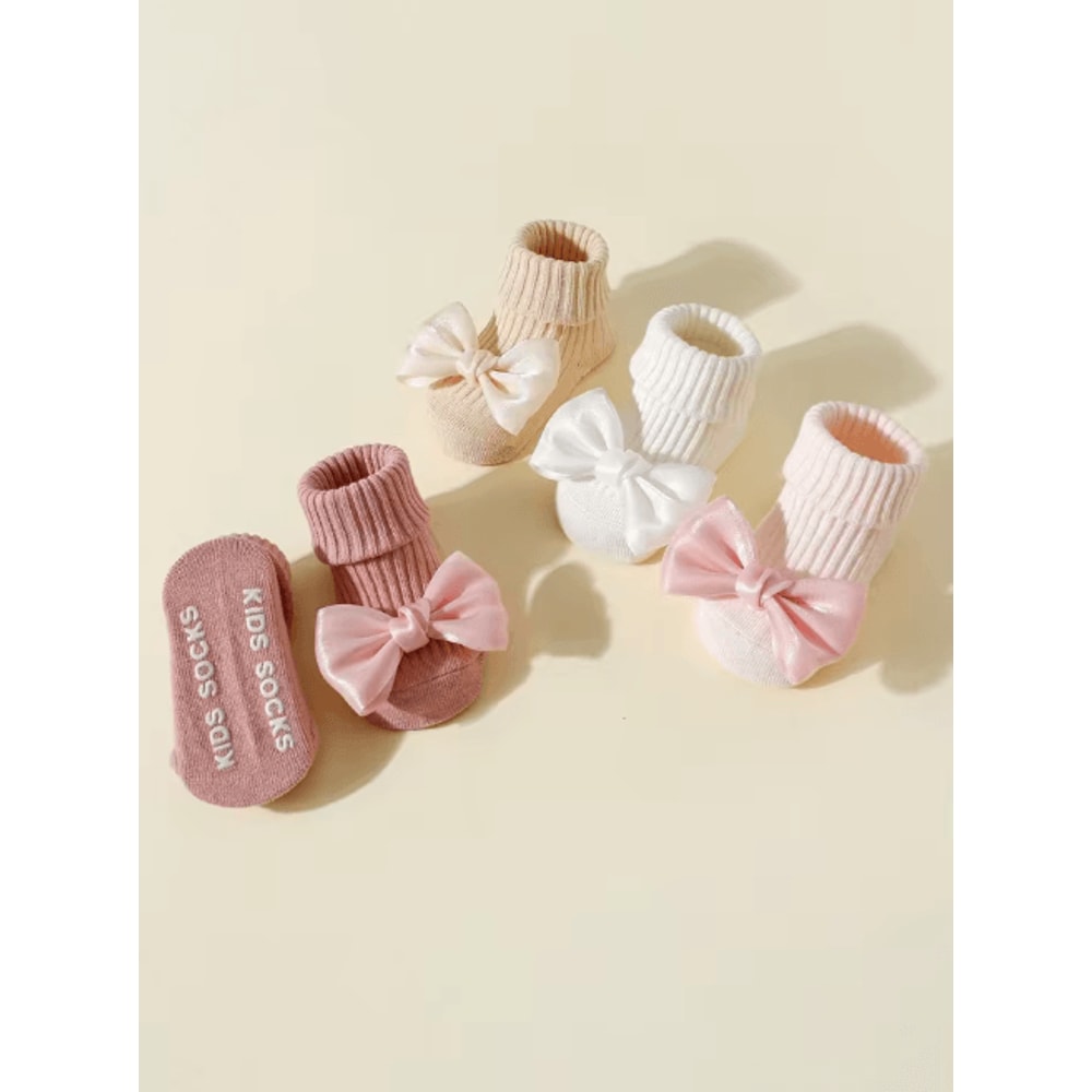 SweetSteps Toddler Ankle Socks With Bows Soft Cotton Anti Slip Set 2