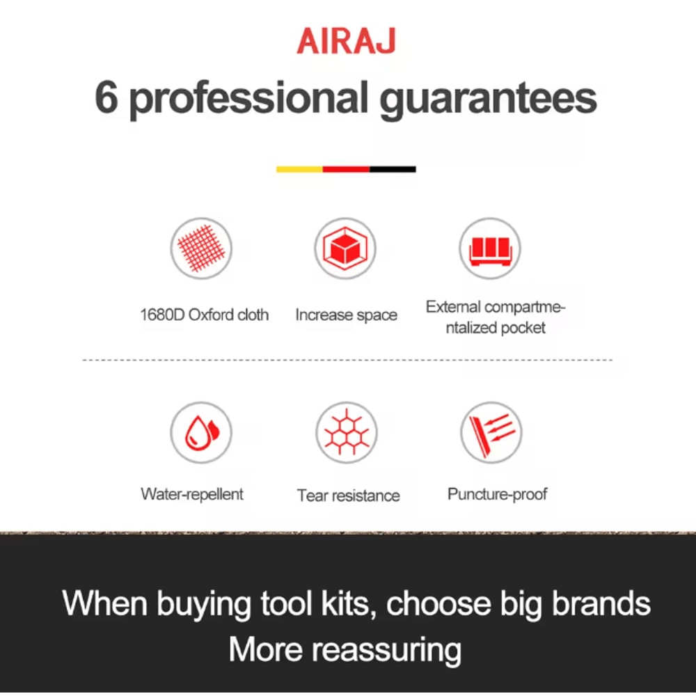 AIRAJ ProGuard Heavy Duty Tool Bag Waterproof Electrician Storage Organizer 3