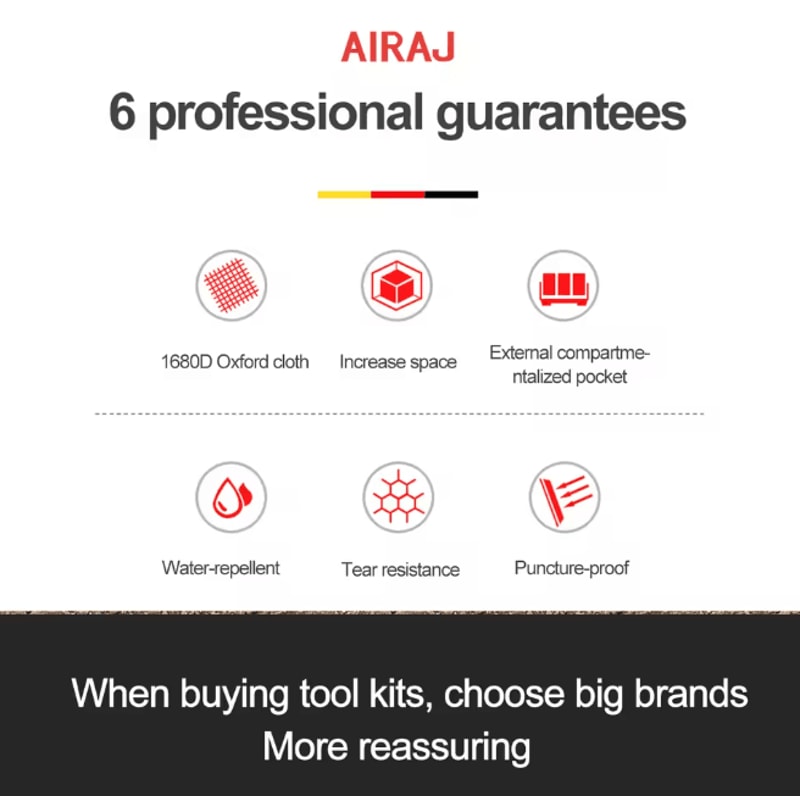 AIRAJ ProGuard Heavy Duty Tool Bag Waterproof Electrician Storage Organizer 3