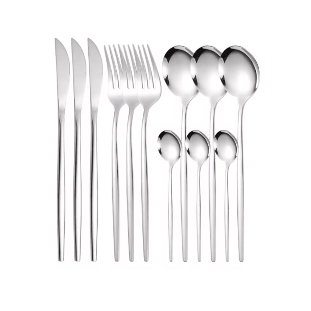 ElegancePro Stainless Steel Cutlery Set 12 Piece Steak Knife Fork And Spoon Set 4