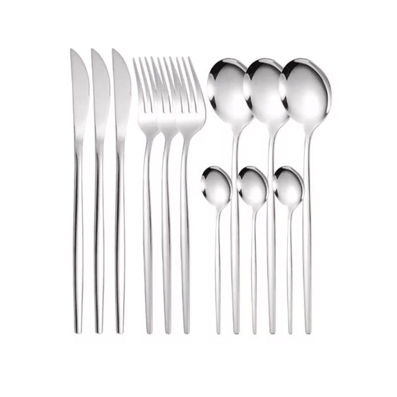 ElegancePro Stainless Steel Cutlery Set 12 Piece Steak Knife Fork And Spoon Set 4