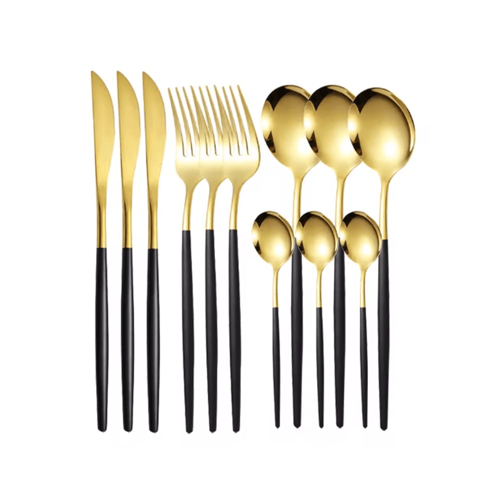 ElegancePro Stainless Steel Cutlery Set 12 Piece Steak Knife Fork And Spoon Set 10