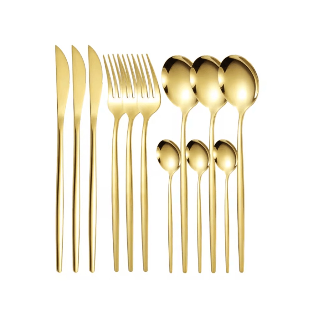 ElegancePro Stainless Steel Cutlery Set 12 Piece Steak Knife Fork And Spoon Set 12