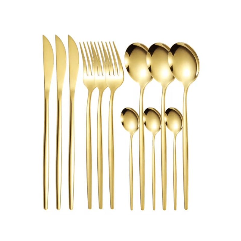 ElegancePro Stainless Steel Cutlery Set 12 Piece Steak Knife Fork And Spoon Set 12