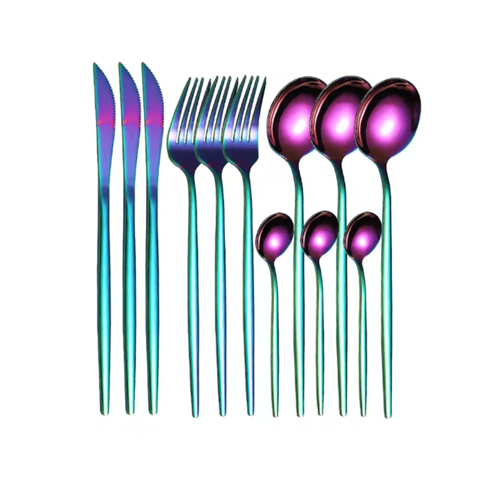 ElegancePro Stainless Steel Cutlery Set 12 Piece Steak Knife Fork And Spoon Set 14