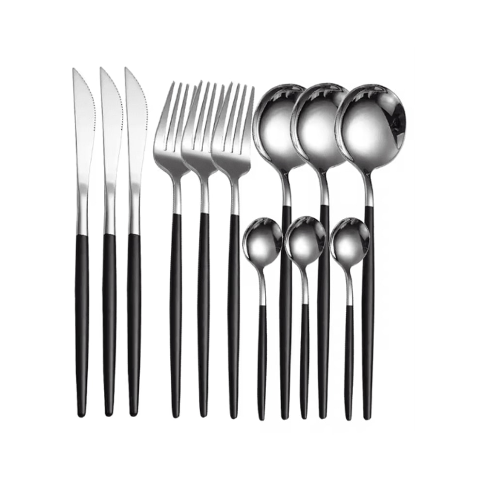 ElegancePro Stainless Steel Cutlery Set 12 Piece Steak Knife Fork And Spoon Set 16