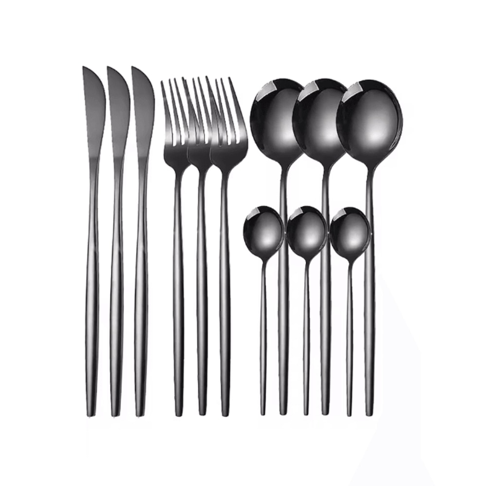 ElegancePro Stainless Steel Cutlery Set 12 Piece Steak Knife Fork And Spoon Set 0