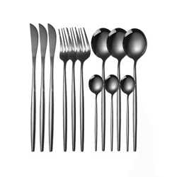 elegancepro stainless steel cutlery set 12 piece steak knife fork and spoon set