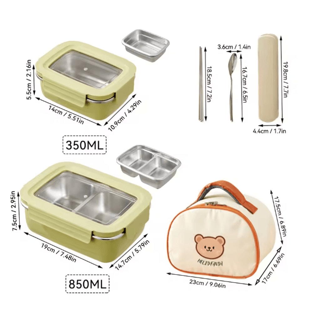 WORTHBUY Stainless Steel Bento Lunch Box Divided Sealed Food Container 13