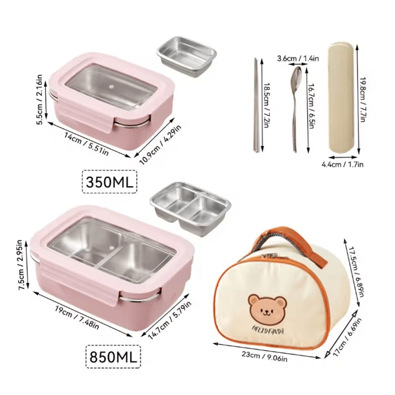 WORTHBUY Stainless Steel Bento Lunch Box Divided Sealed Food Container 14