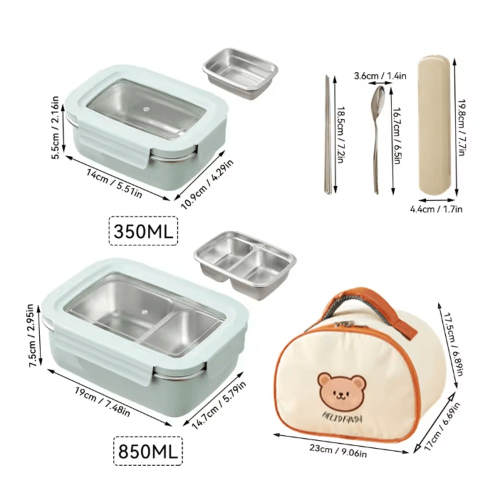 WORTHBUY Stainless Steel Bento Lunch Box Divided Sealed Food Container 15