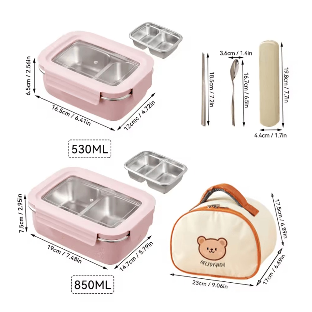 WORTHBUY Stainless Steel Bento Lunch Box Divided Sealed Food Container 16