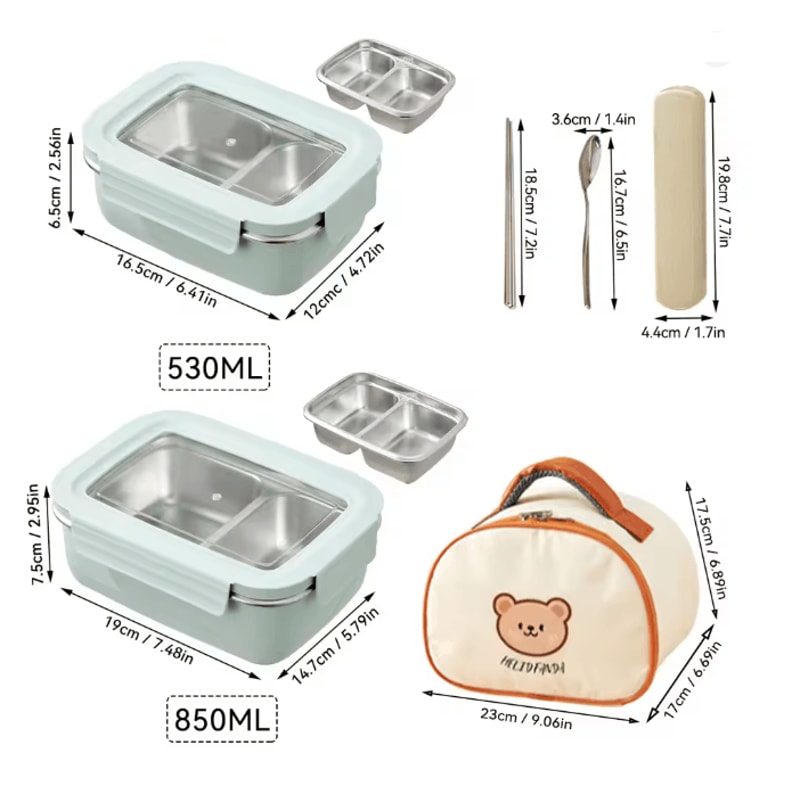 WORTHBUY Stainless Steel Bento Lunch Box Divided Sealed Food Container 17