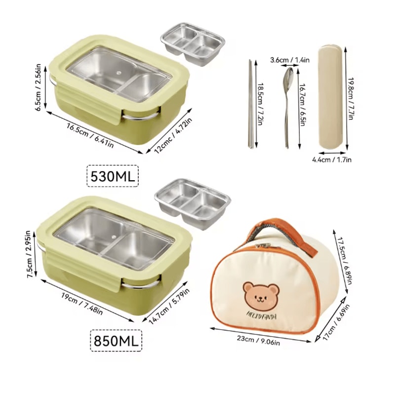 WORTHBUY Stainless Steel Bento Lunch Box Divided Sealed Food Container 18