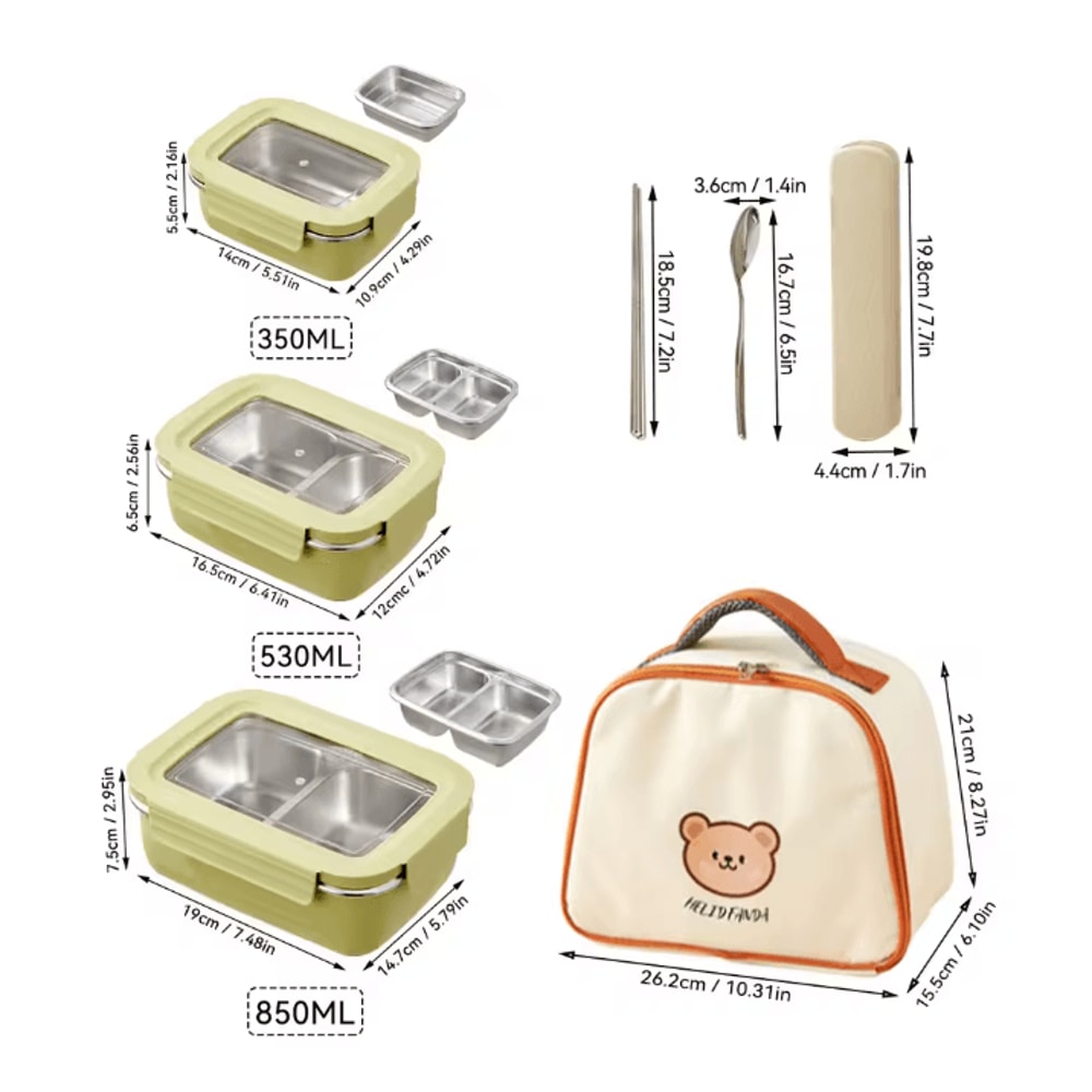 WORTHBUY Stainless Steel Bento Lunch Box Divided Sealed Food Container 20