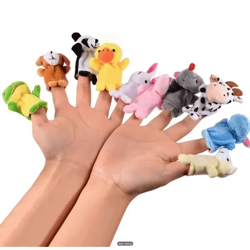 StorySoft Cartoon Finger Puppet Set Plush Hand Dolls For Kids 3