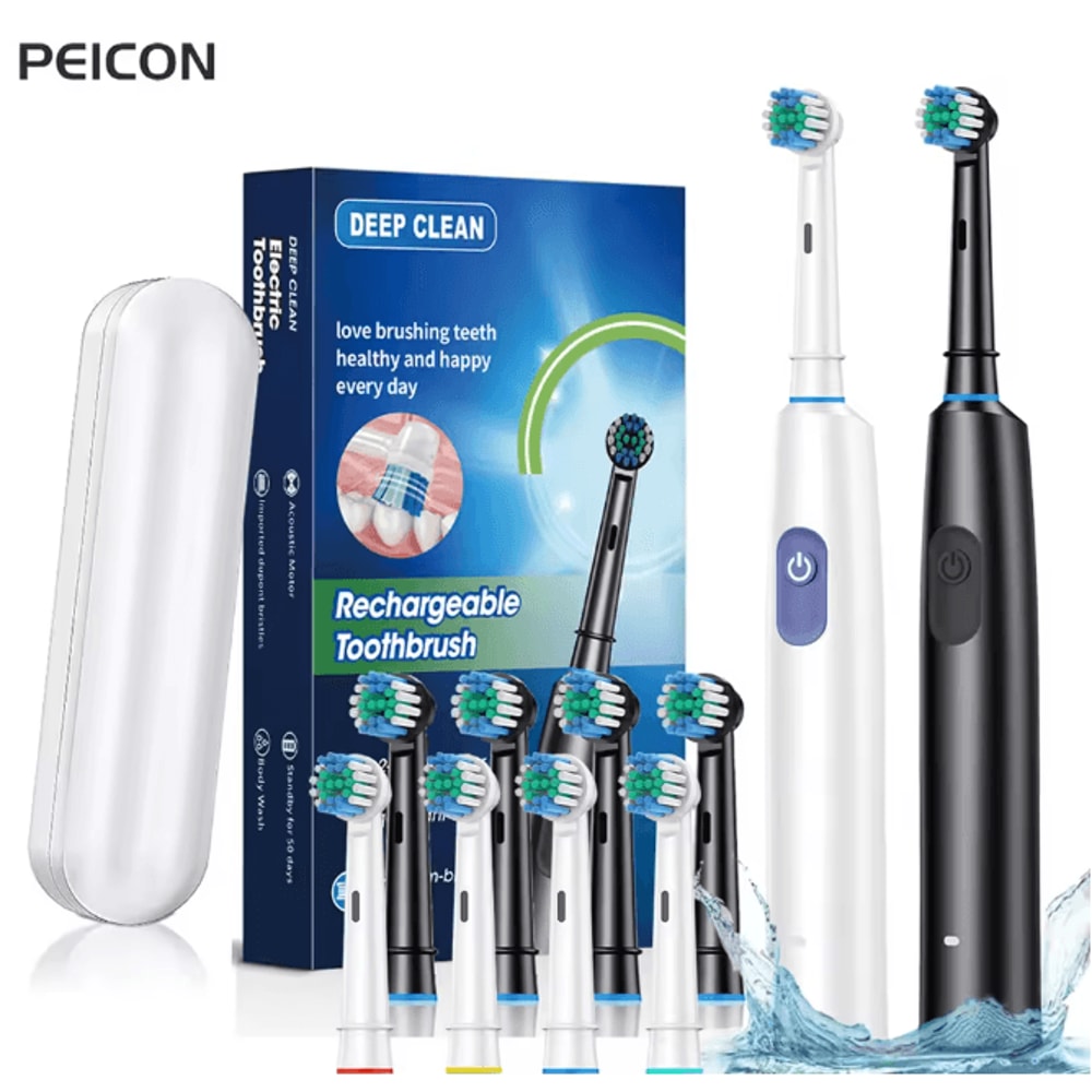 CleanSpin Pro Electric Toothbrush Rotary Rechargeable With Soft Brush Heads 0