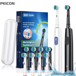 cleanspin pro electric toothbrush rotary rechargeable with soft brush heads