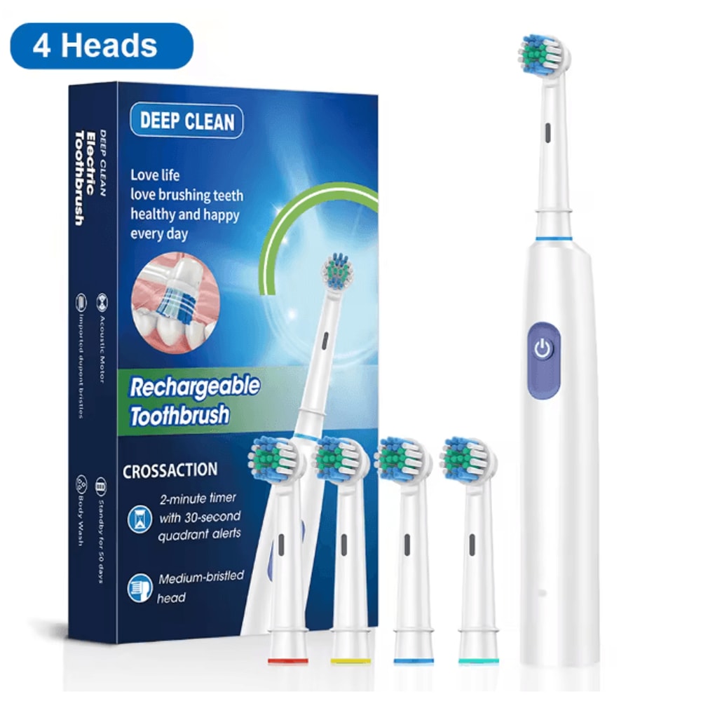 CleanSpin Pro Electric Toothbrush Rotary Rechargeable With Soft Brush Heads 5