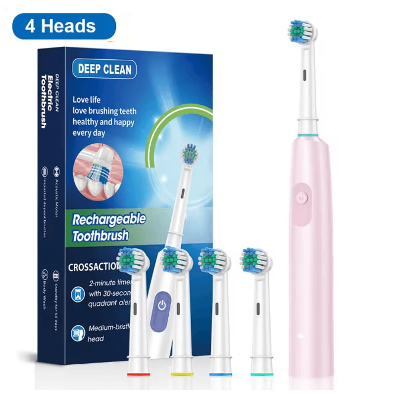 CleanSpin Pro Electric Toothbrush Rotary Rechargeable With Soft Brush Heads 6