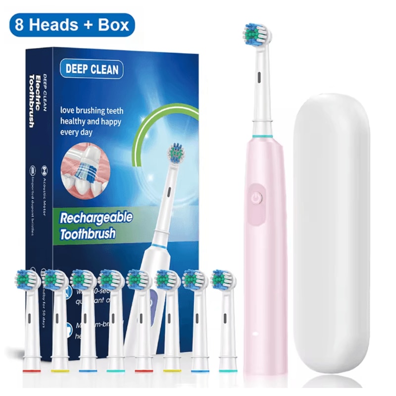CleanSpin Pro Electric Toothbrush Rotary Rechargeable With Soft Brush Heads 9