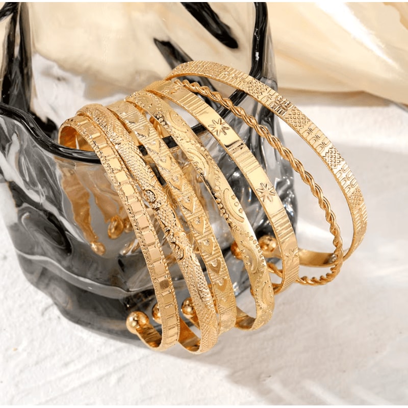 GoldPunk Heart Bracelet Set Womens Street Style Bangles 0