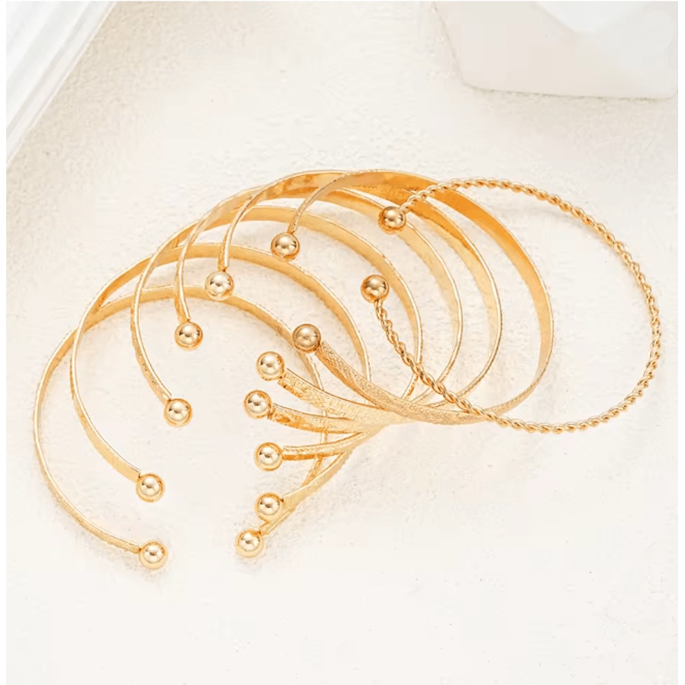 GoldPunk Heart Bracelet Set Womens Street Style Bangles 1