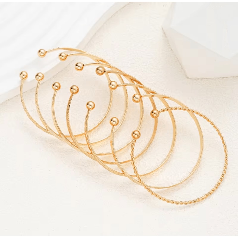 GoldPunk Heart Bracelet Set Womens Street Style Bangles 2