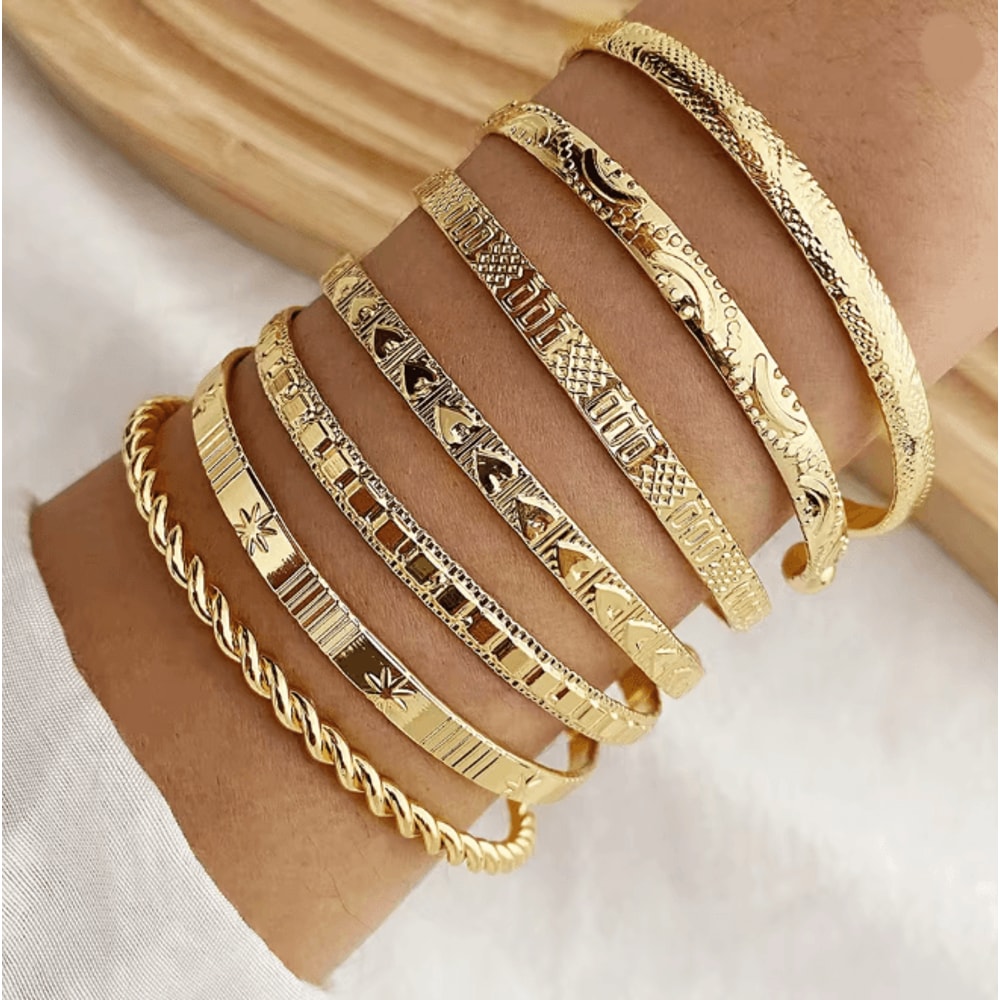 GoldPunk Heart Bracelet Set Womens Street Style Bangles 4