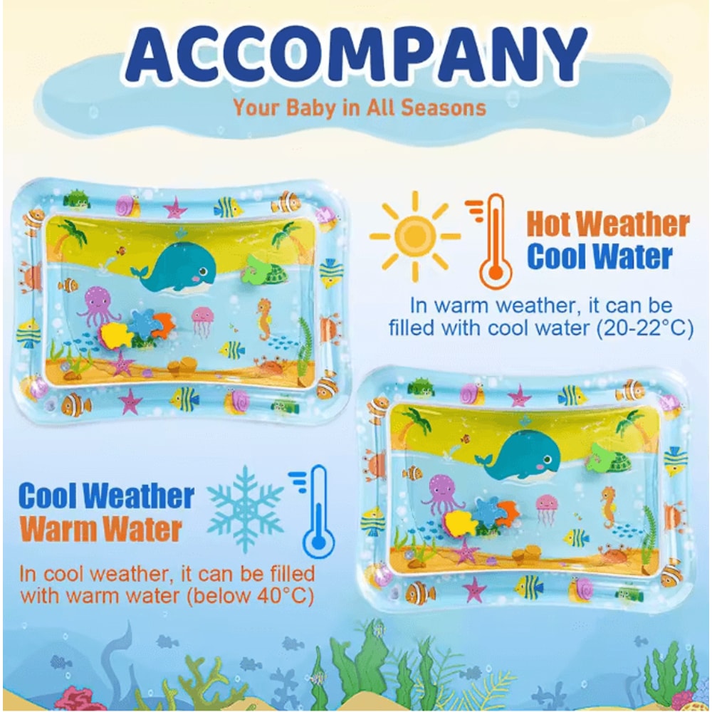 SplashGrow Baby Water Play Mat Inflatable Tummy Time Activity Pad 1