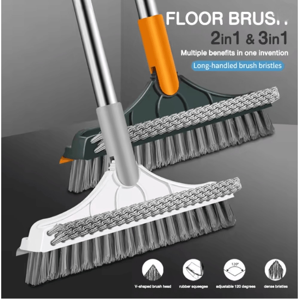 CleanMax 3 In 1 Rotating Cleaning Brush Long Handle Bathroom Scrubber 0