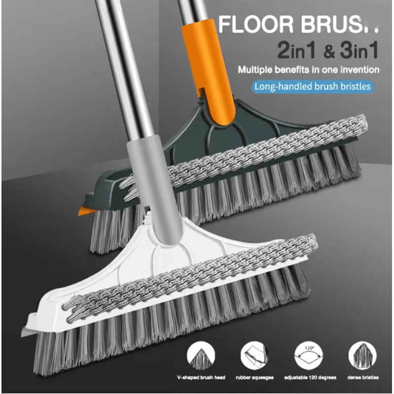 CleanMax 3 In 1 Rotating Cleaning Brush Long Handle Bathroom Scrubber 0