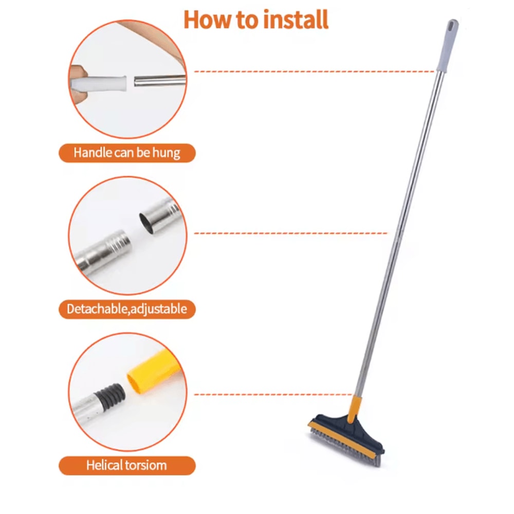 CleanMax 3 In 1 Rotating Cleaning Brush Long Handle Bathroom Scrubber 4