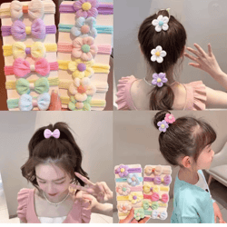 sweetbloom princess hair ties flower bow elastic hair bands set